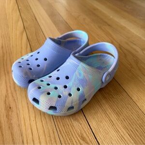 Kids Blue and Purple Crocs Size 1 like new